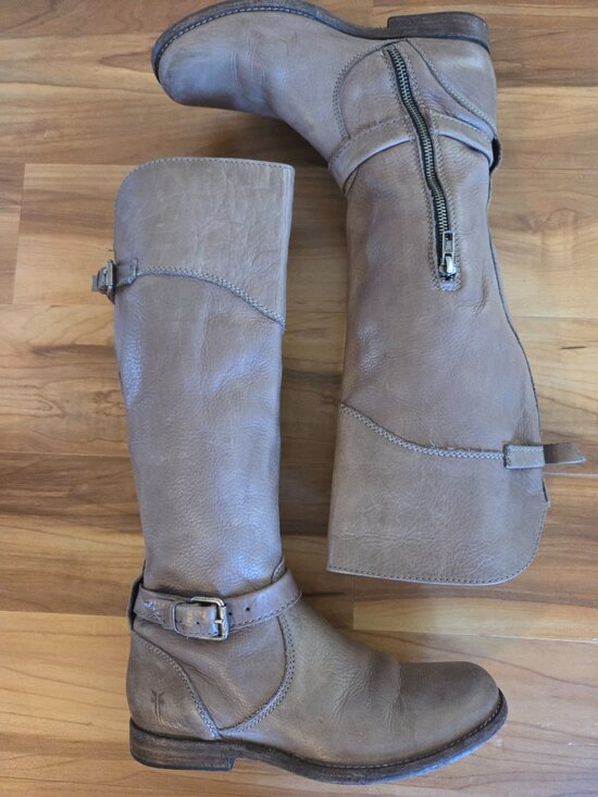Frye Shoes - Frye Light Brown Tall Leather Riding Boots Women's Size 7.5